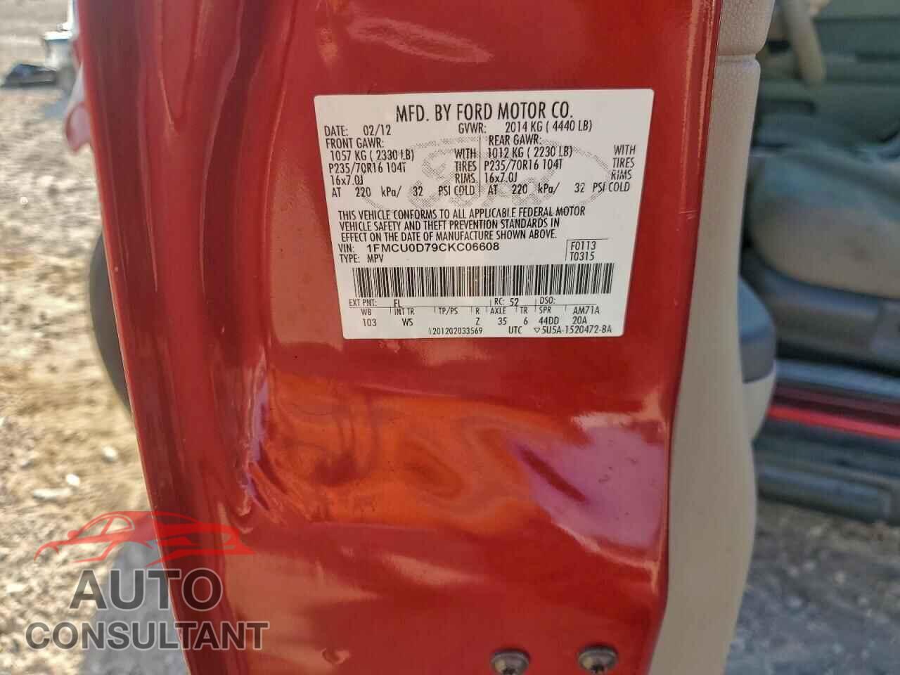 FORD ESCAPE 2012 - 1FMCU0D79CKC06608
