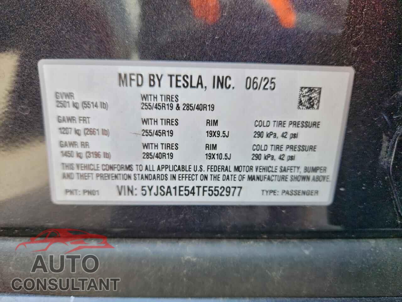 TESLA MODEL S 2026 - 5YJSA1E54TF552977