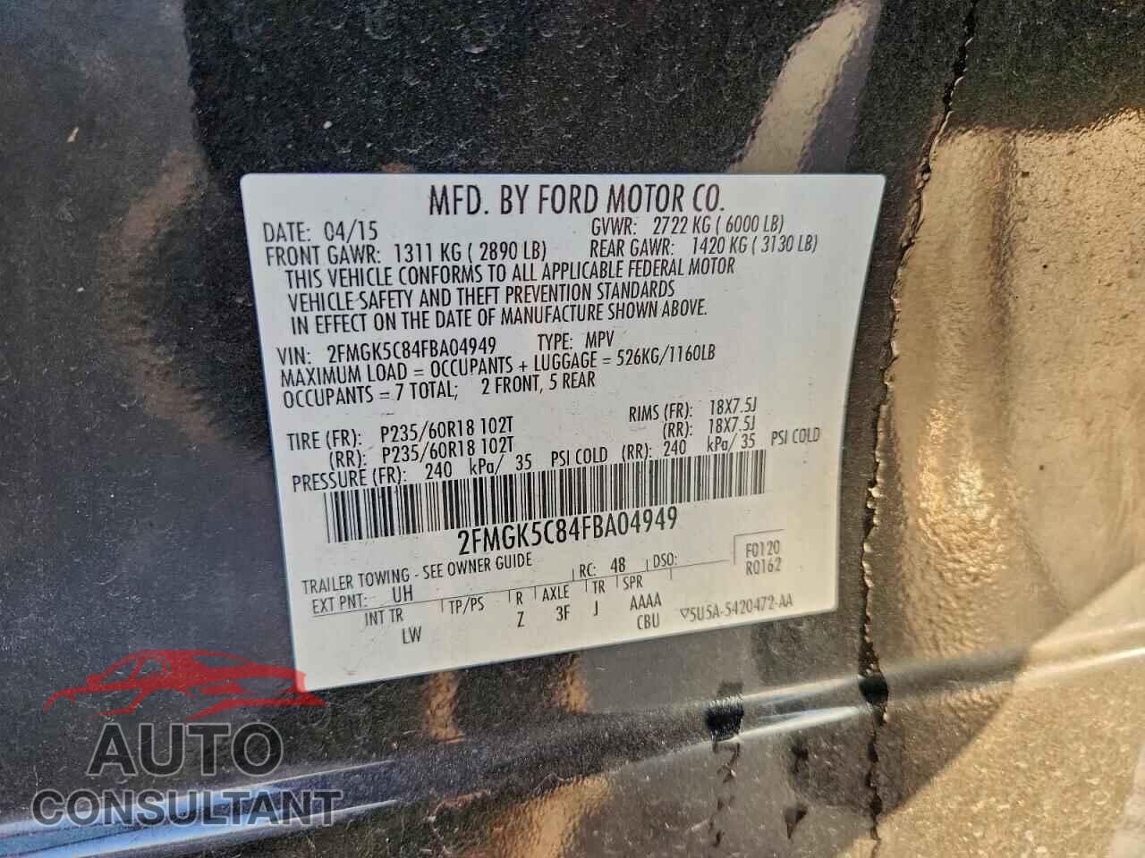 FORD FLEX 2015 - 2FMGK5C84FBA04949