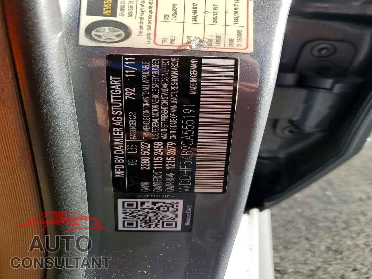 MERCEDES-BENZ E-CLASS 2012 - WDDHF5KB9CA555191