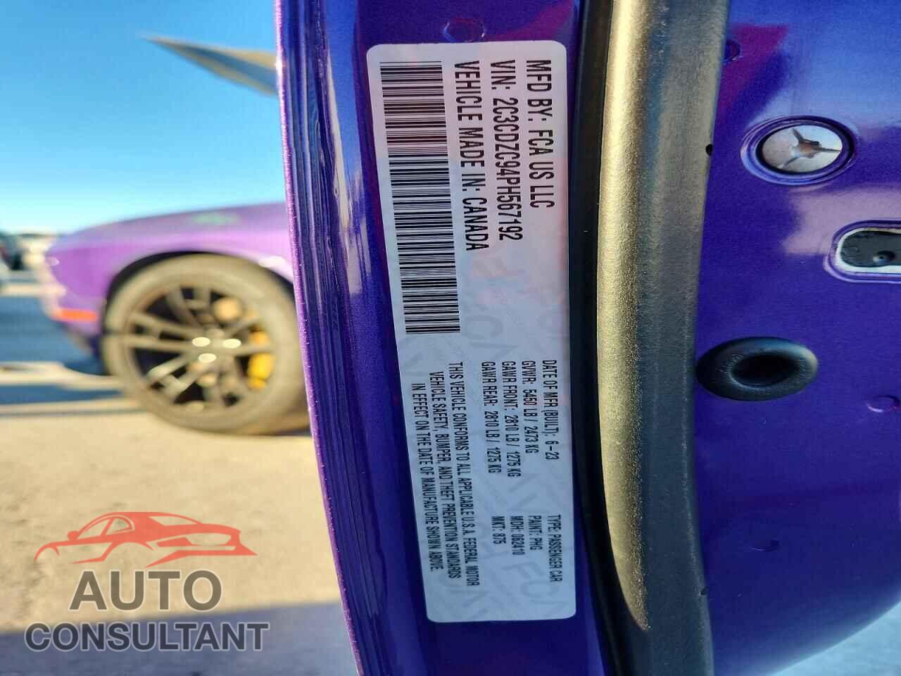 DODGE CHALLENGER 2023 - 2C3CDZC94PH567192
