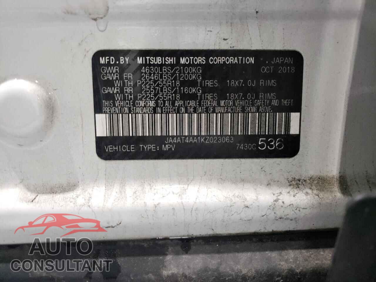MITSUBISHI ECLIPSE 2019 - JA4AT4AA1KZ023063