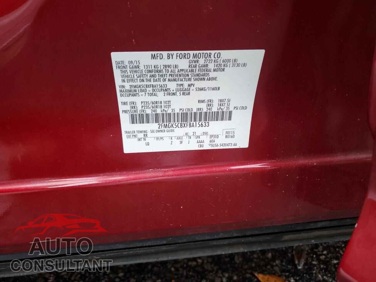 FORD FLEX 2015 - 2FMGK5C8XFBA15633