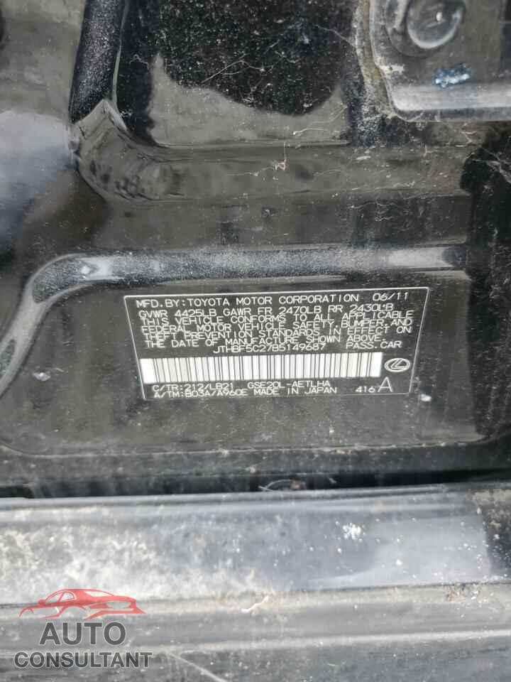 LEXUS IS 2011 - JTHBF5C27B5149687