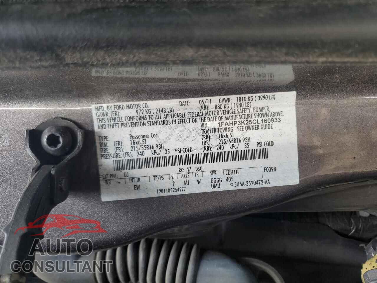 FORD FOCUS 2012 - 1FAHP3K25CL160933