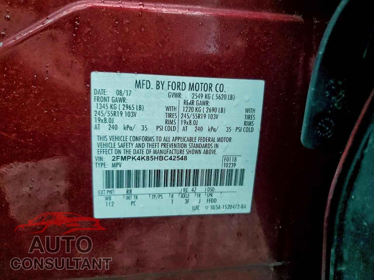 FORD EDGE 2017 - 2FMPK4K85HBC42548