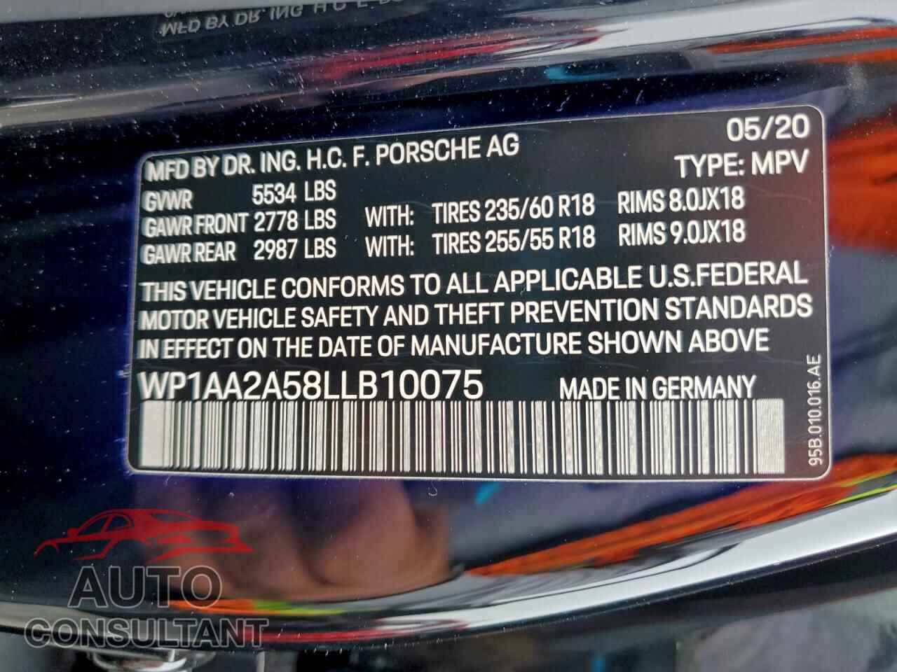 PORSCHE MACAN 2020 - WP1AA2A58LLB10075