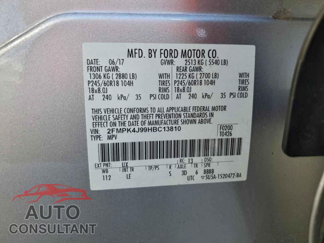 FORD EDGE 2017 - 2FMPK4J99HBC13810