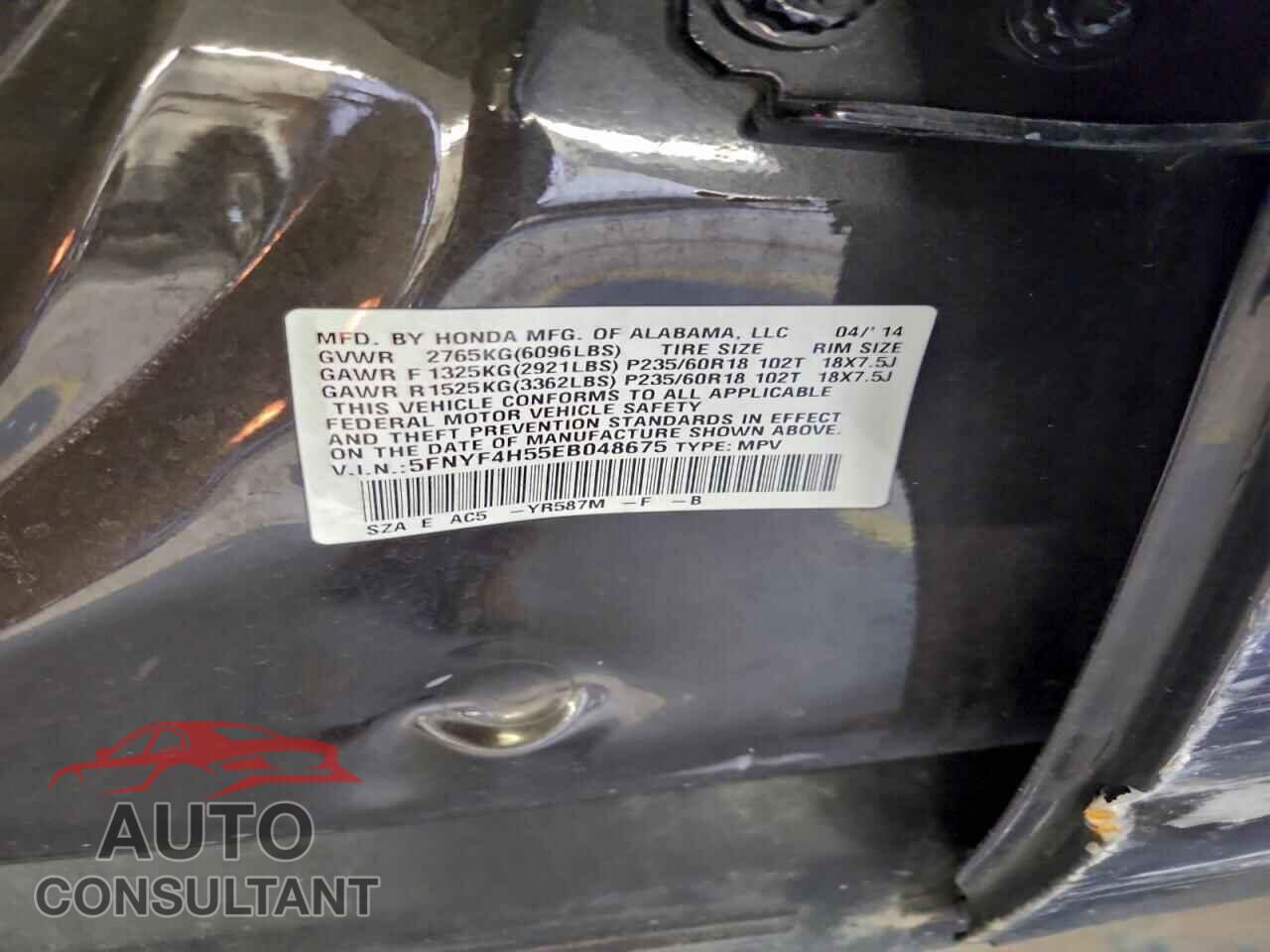 HONDA PILOT 2014 - 5FNYF4H55EB048675
