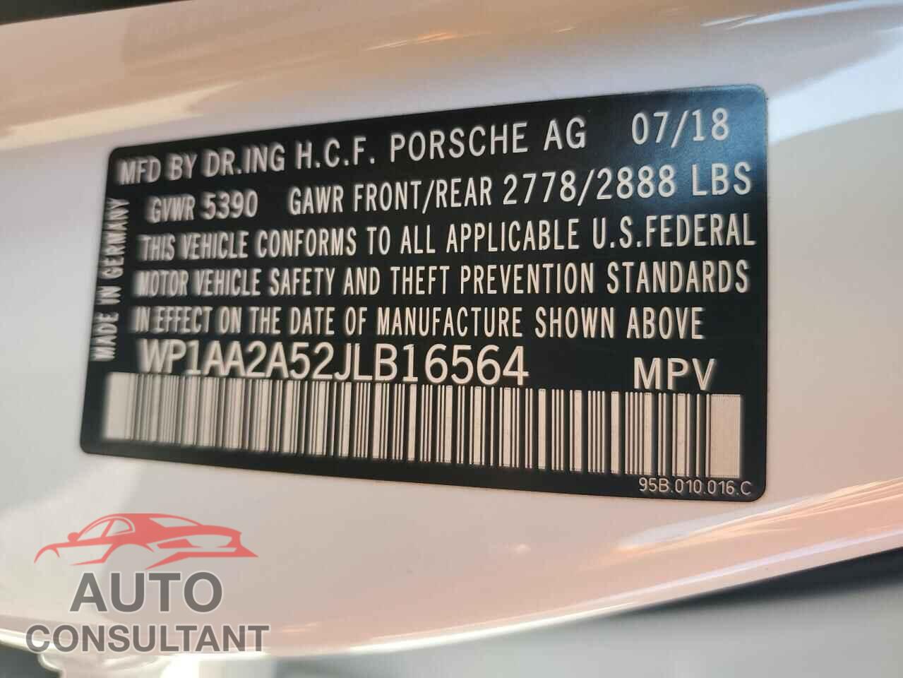 PORSCHE MACAN 2018 - WP1AA2A52JLB16564