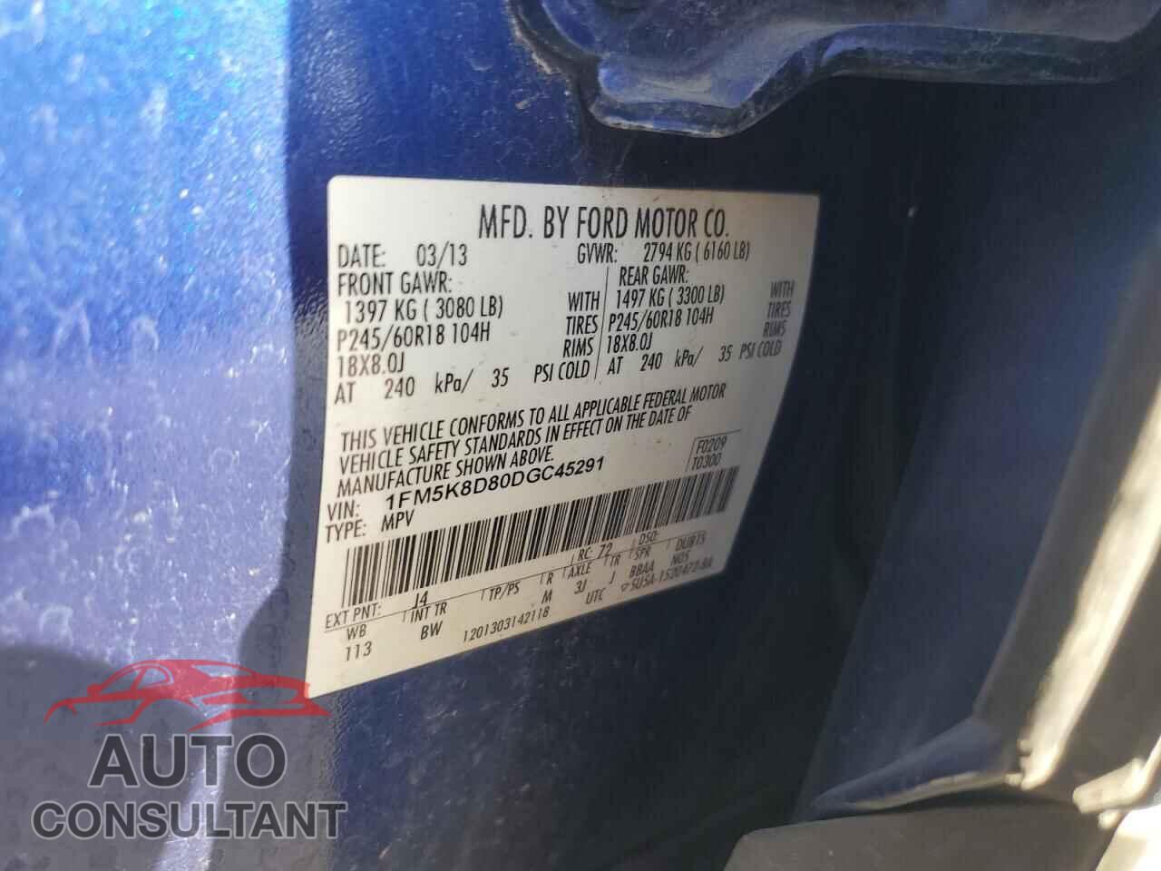 FORD EXPLORER 2013 - 1FM5K8D80DGC45291