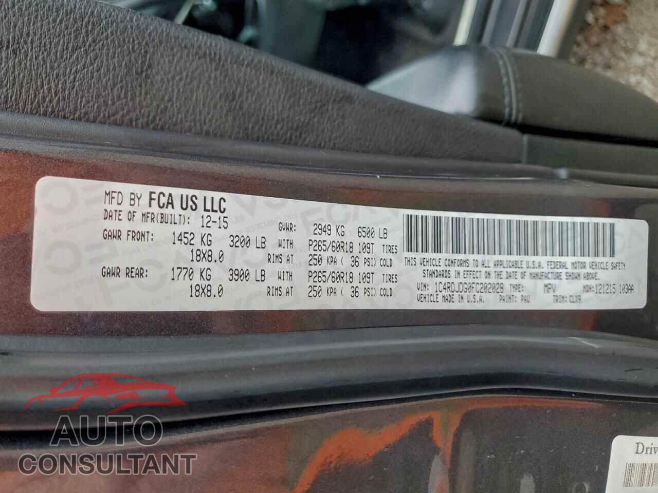 DODGE DURANGO 2015 - 1C4RDJDG0FC202028