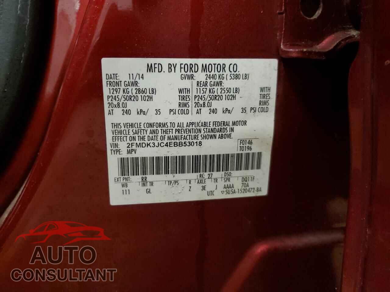 FORD EDGE 2014 - 2FMDK3JC4EBB53018