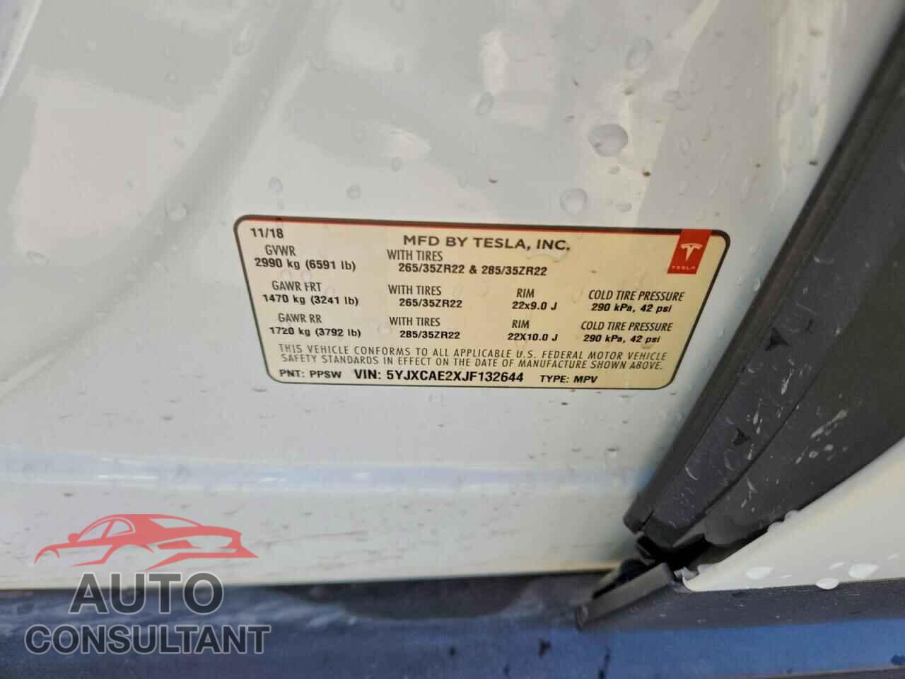TESLA MODEL X 2018 - 5YJXCAE2XJF132644