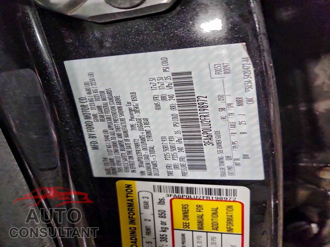 FORD FUSION 2015 - 3FA6P0LU2FR198972