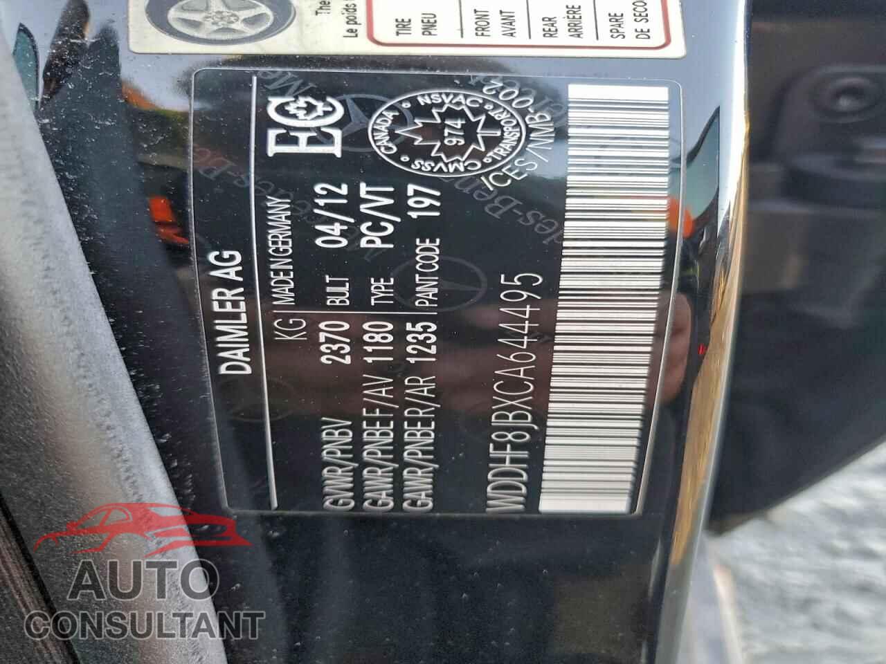 MERCEDES-BENZ E-CLASS 2012 - WDDHF8JBXCA644495