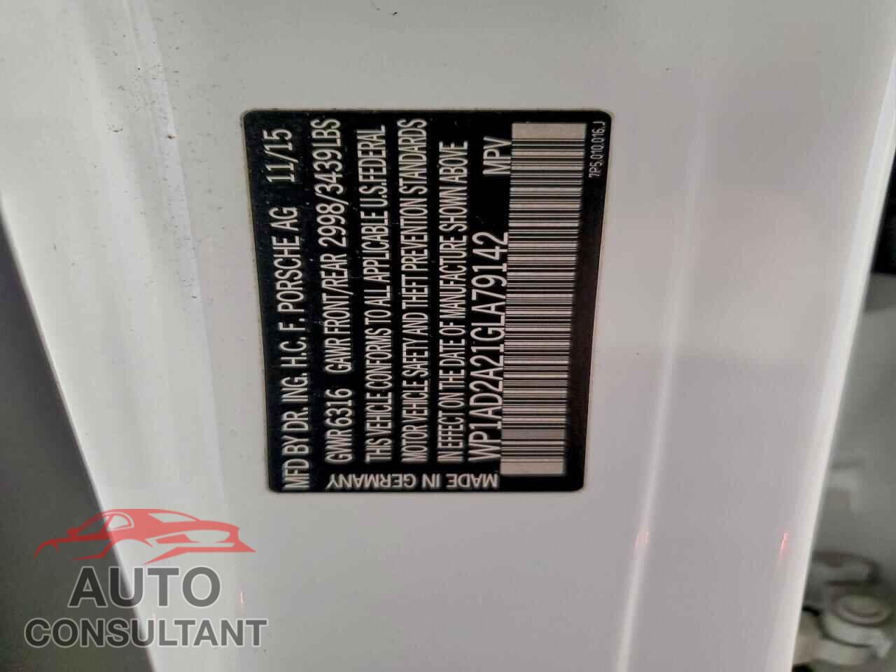 PORSCHE CAYENNE 2016 - WP1AD2A21GLA79142
