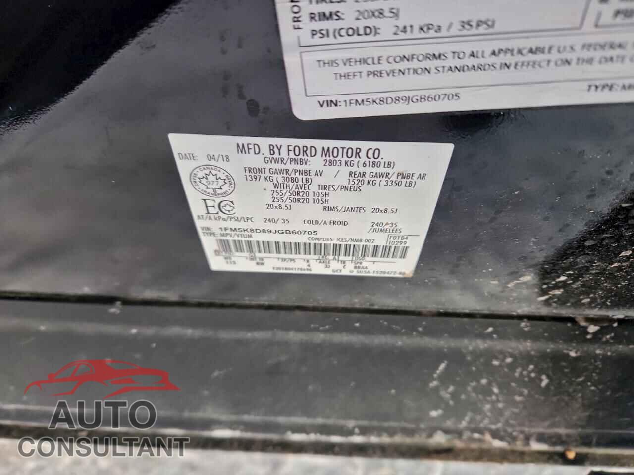 FORD EXPLORER 2018 - 1FM5K8D89JGB60705