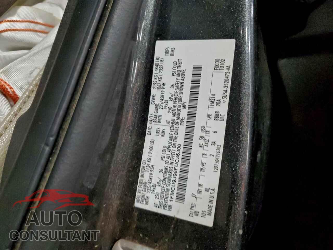 FORD ESCAPE 2015 - 1FMCU9J96FUC36300
