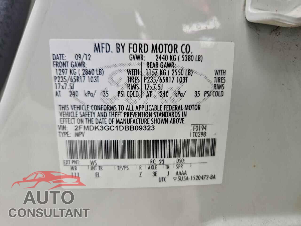 FORD EDGE 2013 - 2FMDK3GC1DBB09323