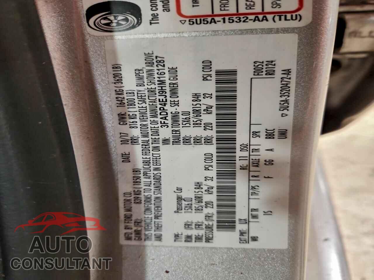 FORD FIESTA 2017 - 3FADP4EJ9HM161287