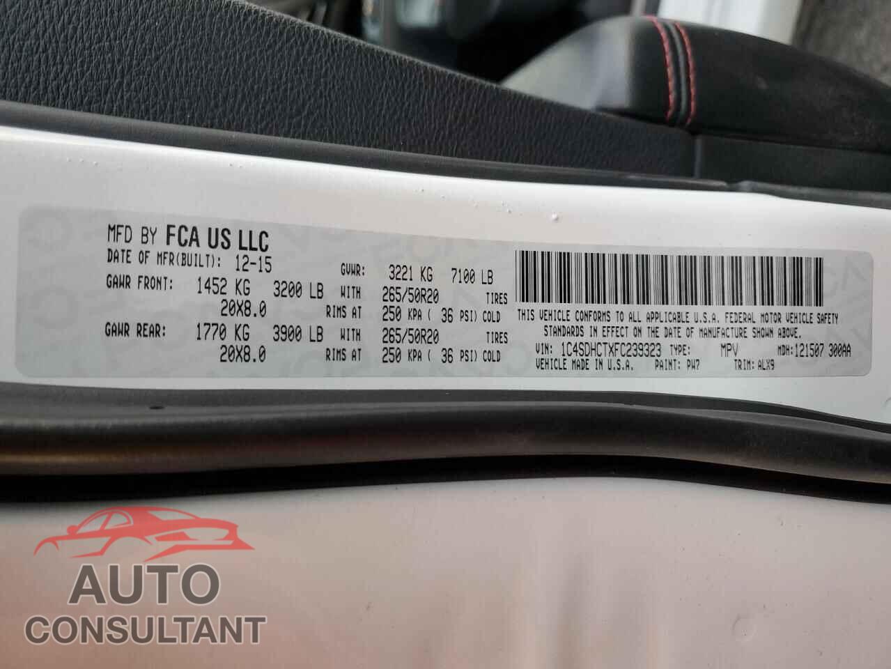 DODGE DURANGO 2015 - 1C4SDHCTXFC239323