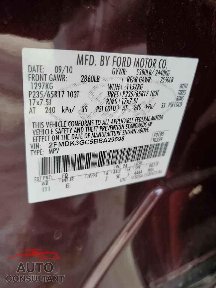 FORD EDGE 2011 - 2FMDK3GC5BBA29598