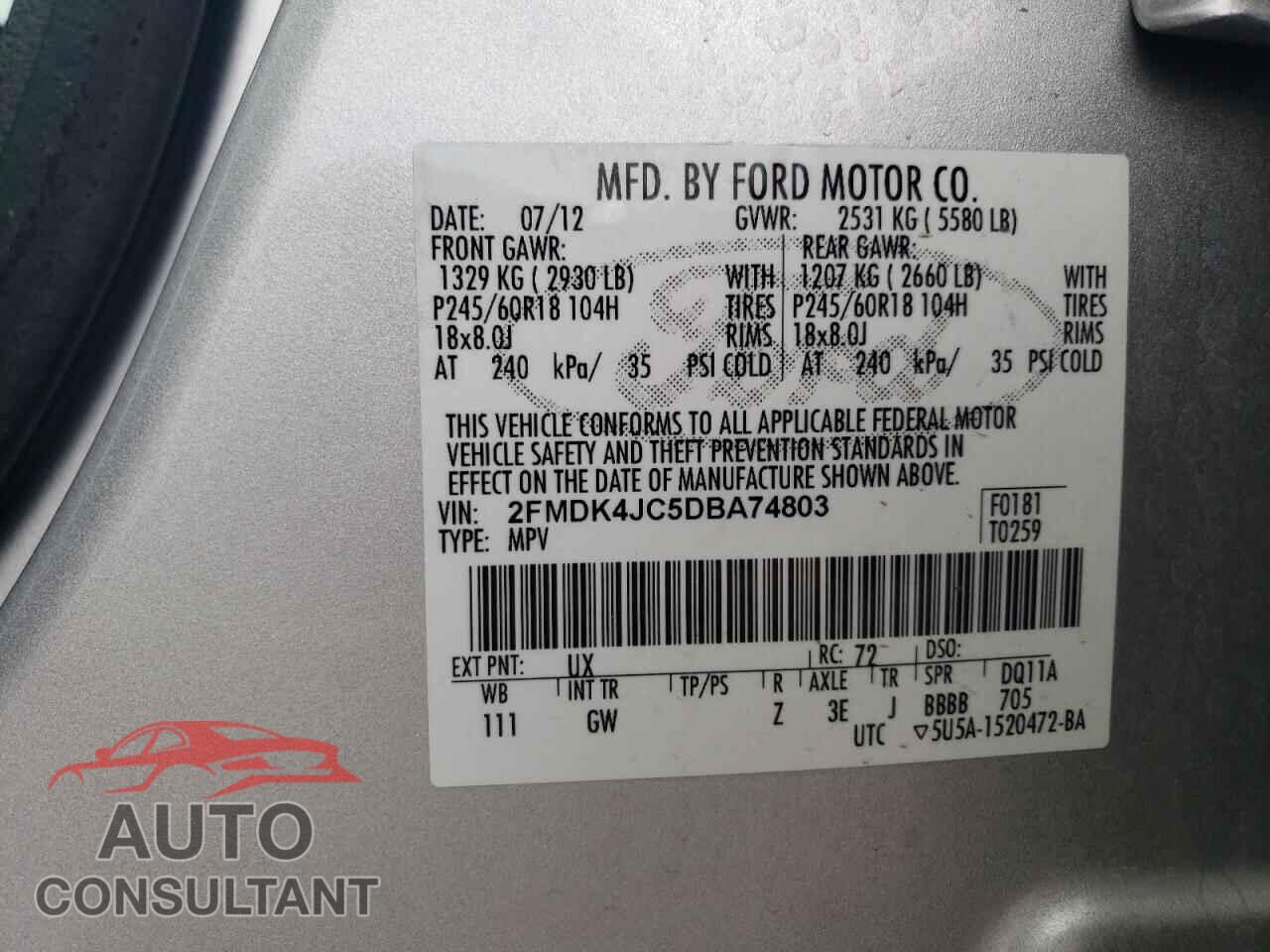 FORD EDGE 2013 - 2FMDK4JC5DBA74803
