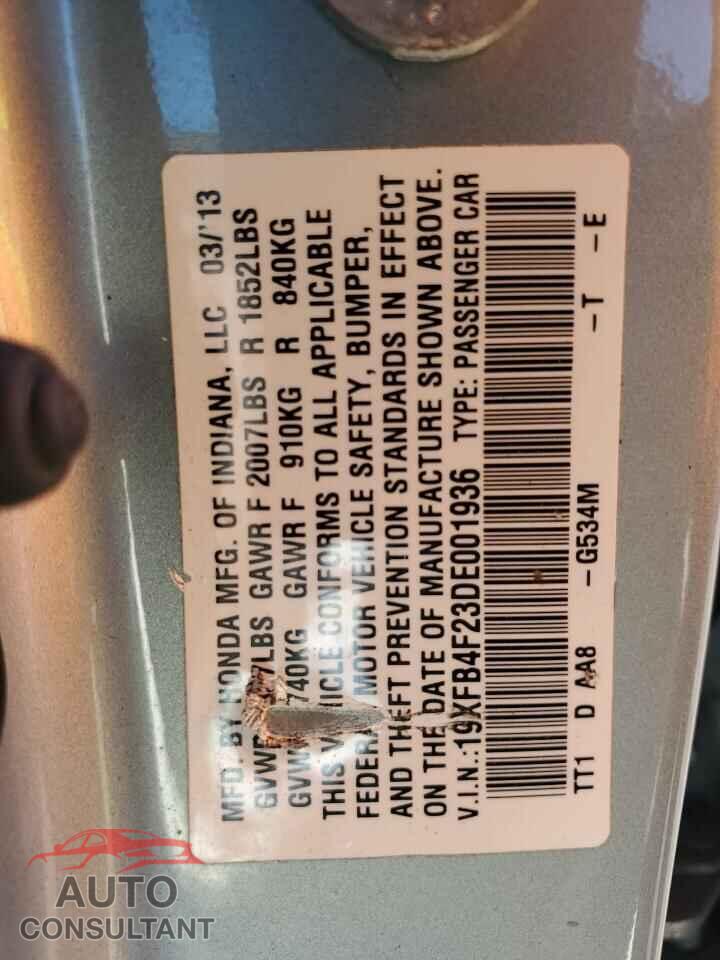 HONDA CIVIC 2013 - 19XFB4F23DE001936