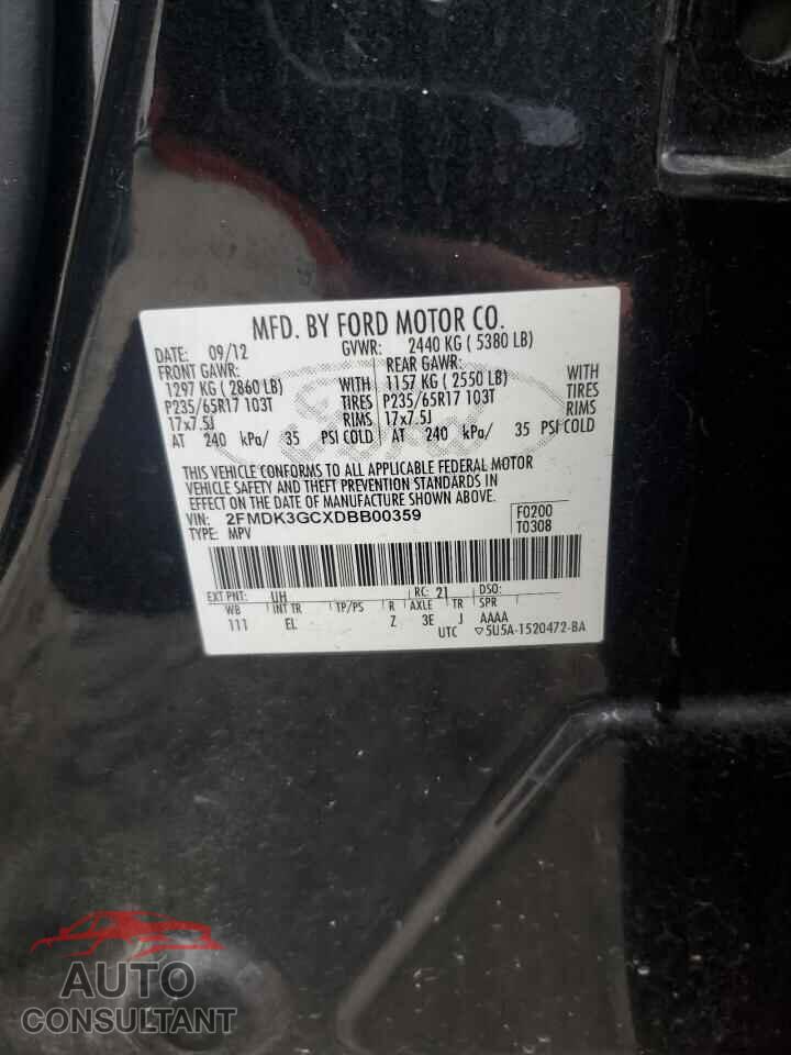 FORD EDGE 2013 - 2FMDK3GCXDBB00359
