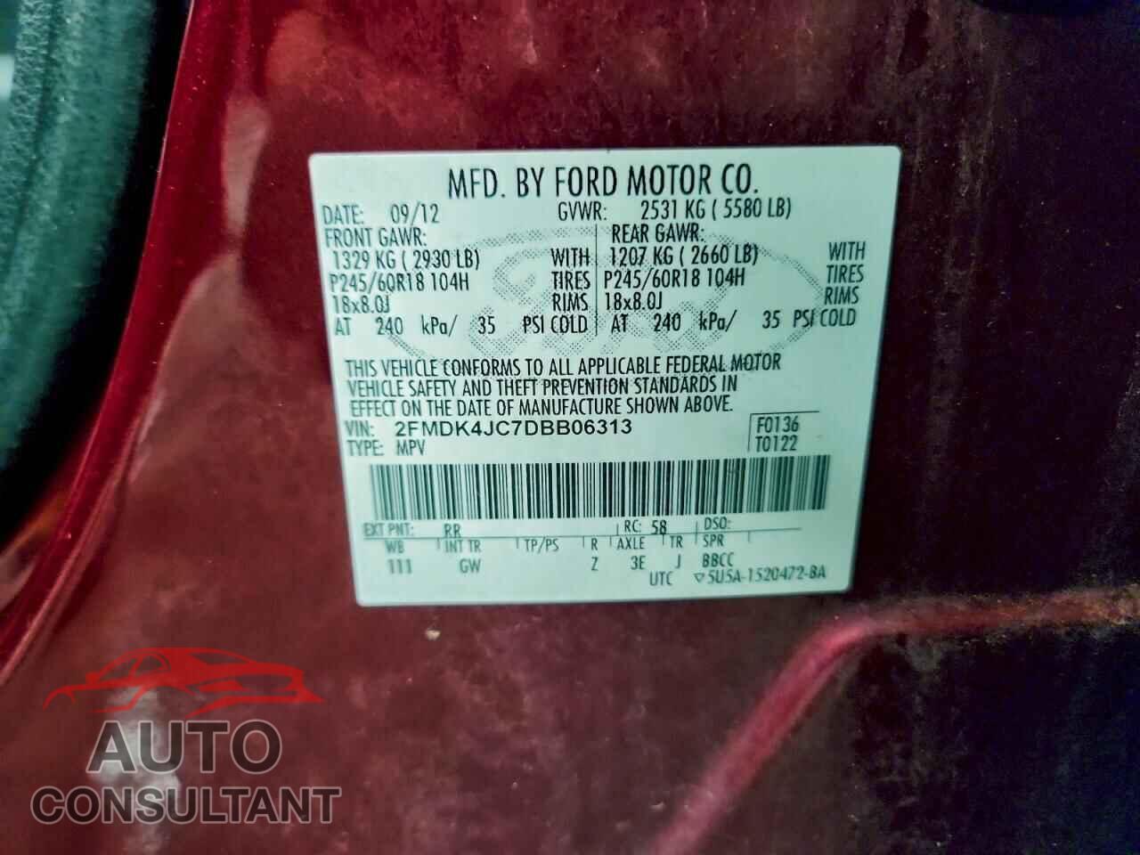 FORD EDGE 2013 - 2FMDK4JC7DBB06313