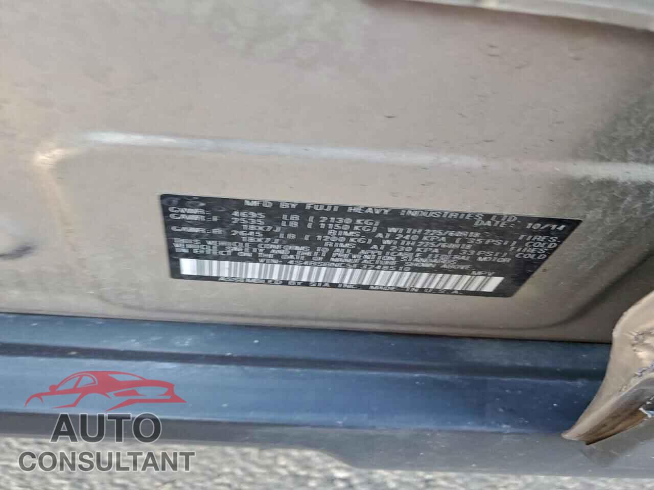 SUBARU OUTBACK 2015 - 4S4BSBNC5F3248510
