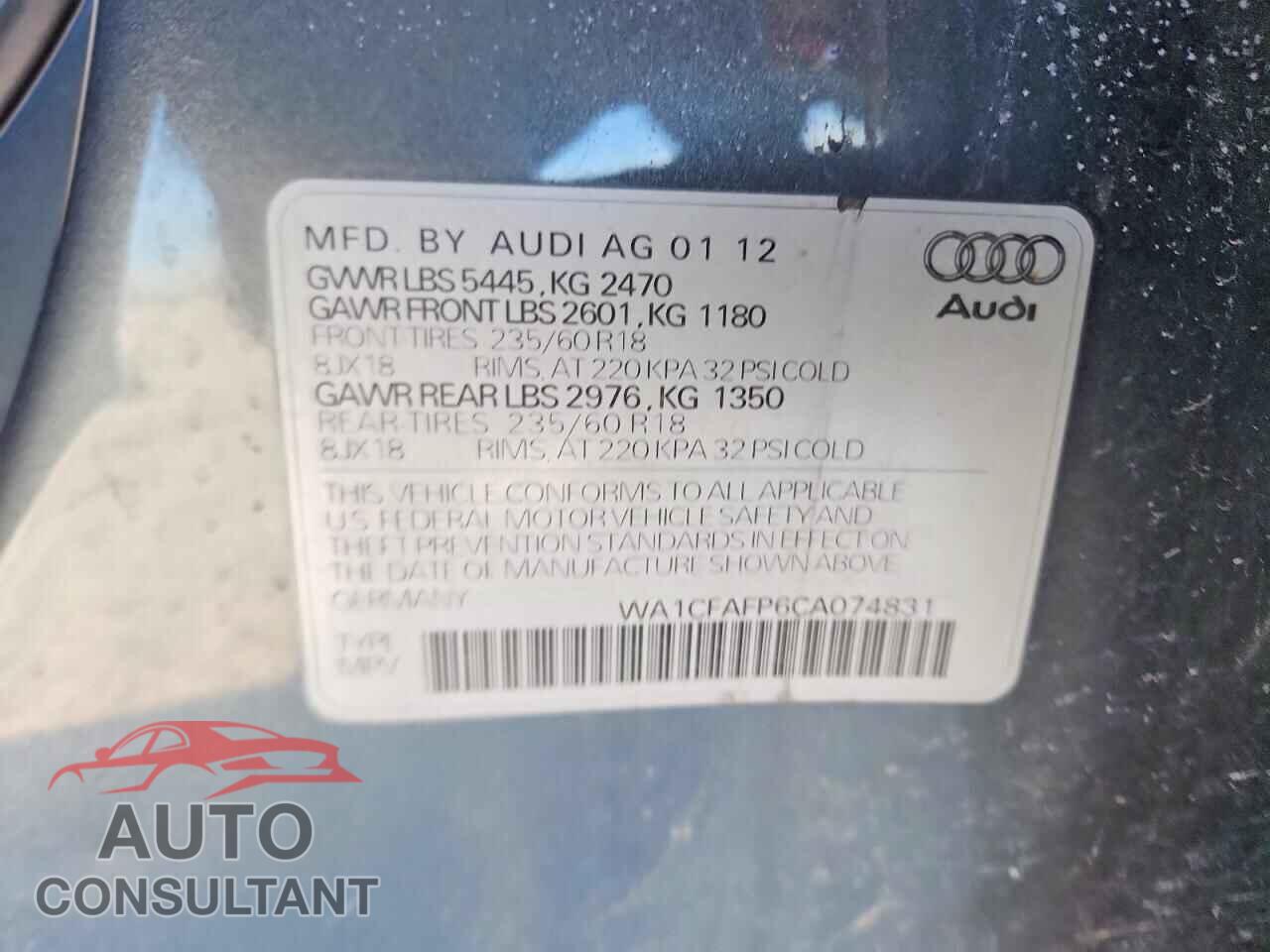 AUDI Q5 2012 - WA1CFAFP6CA074831