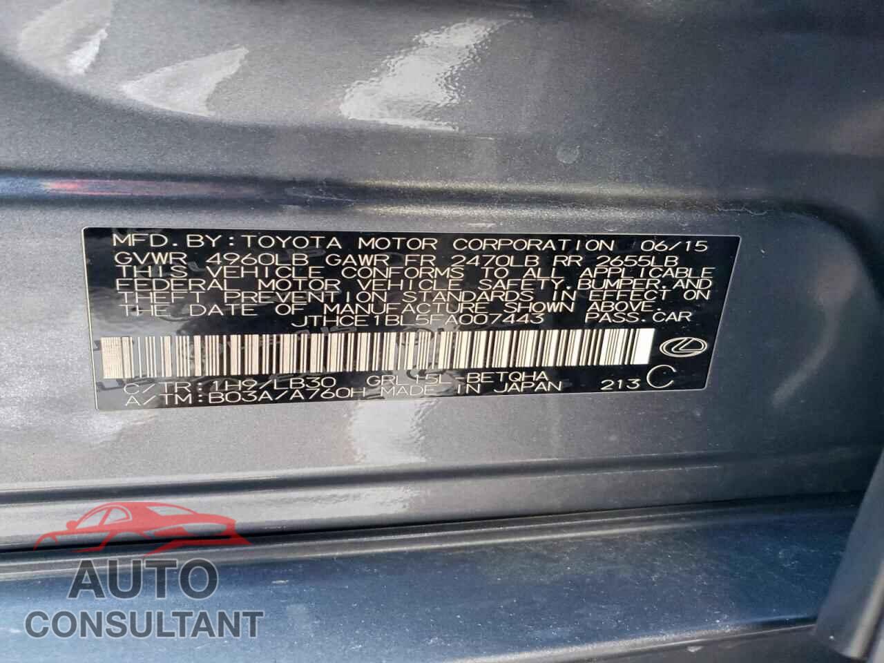 LEXUS GS350 2015 - JTHCE1BL5FA007443