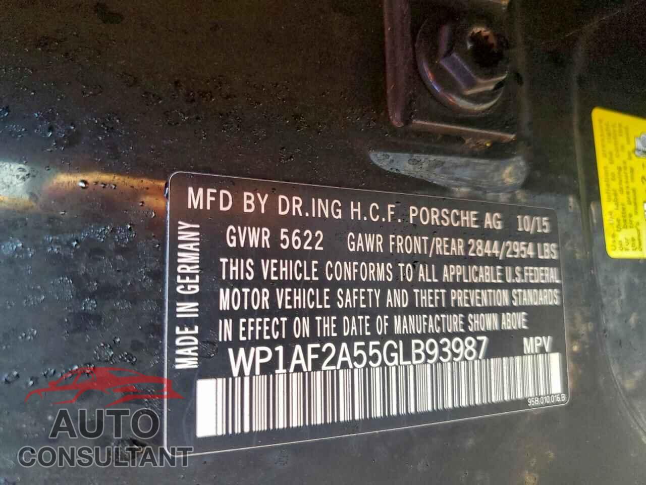 PORSCHE MACAN 2016 - WP1AF2A55GLB93987