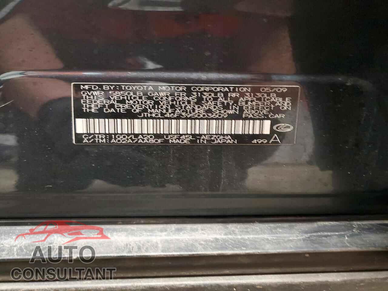 LEXUS LS460 2009 - JTHCL46F395003609