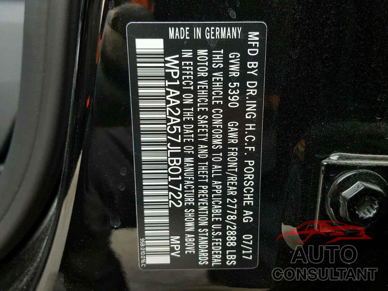PORSCHE MACAN 2018 - WP1AA2A57JLB01722