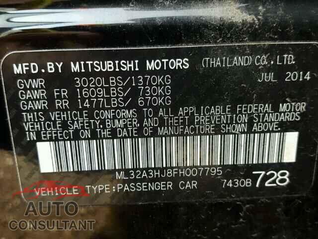 MITSUBISHI MIRAGE 2015 - ML32A3HJ8FH007795