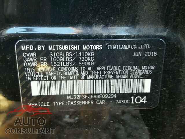 MITSUBISHI MIRAGE 2017 - ML32F3FJ6HHF09294
