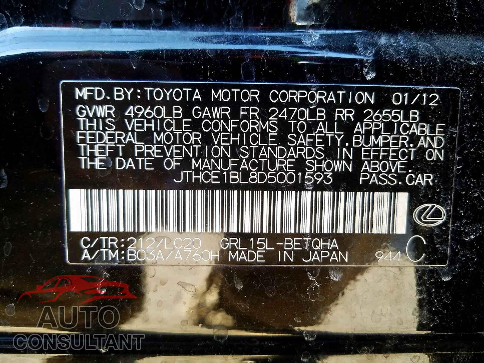 LEXUS GS350 2013 - JTHCE1BL8D5001593