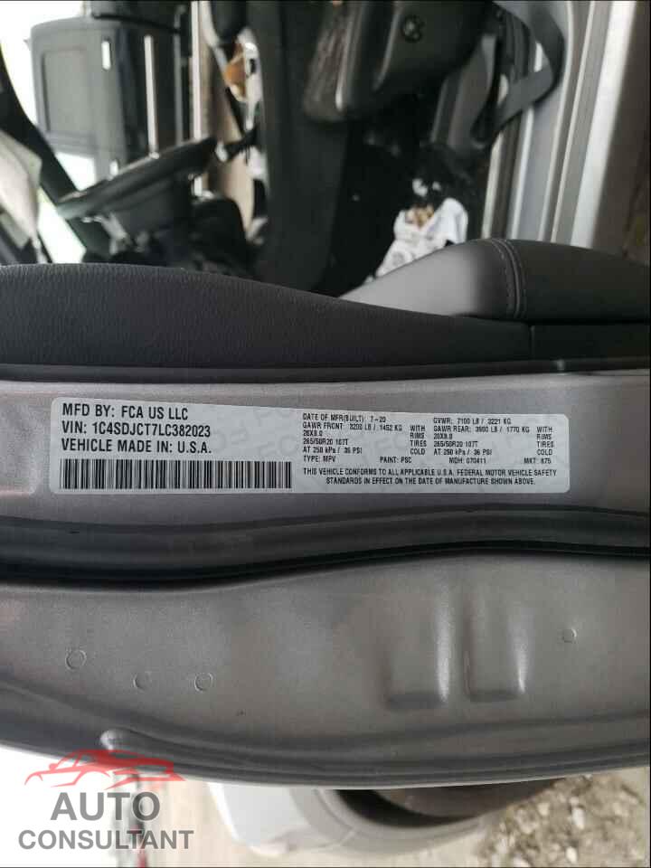 DODGE DURANGO 2020 - 1C4SDJCT7LC382023