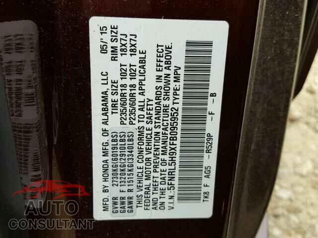 HONDA ODYSSEY 2015 - 5FNRL5H9XFB095952