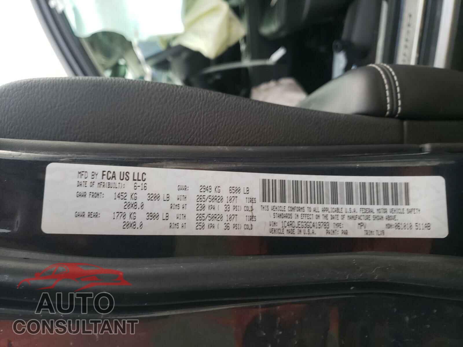 DODGE DURANGO 2016 - 1C4RDJEG3GC419783