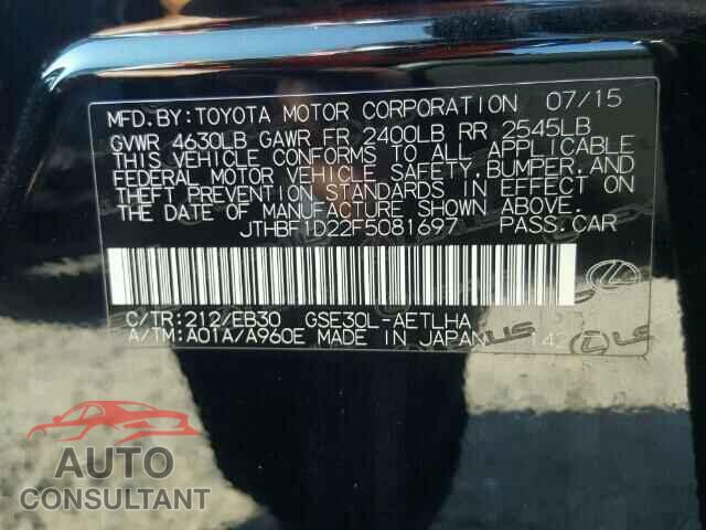 LEXUS IS250 2015 - JTHBF1D22F5081697