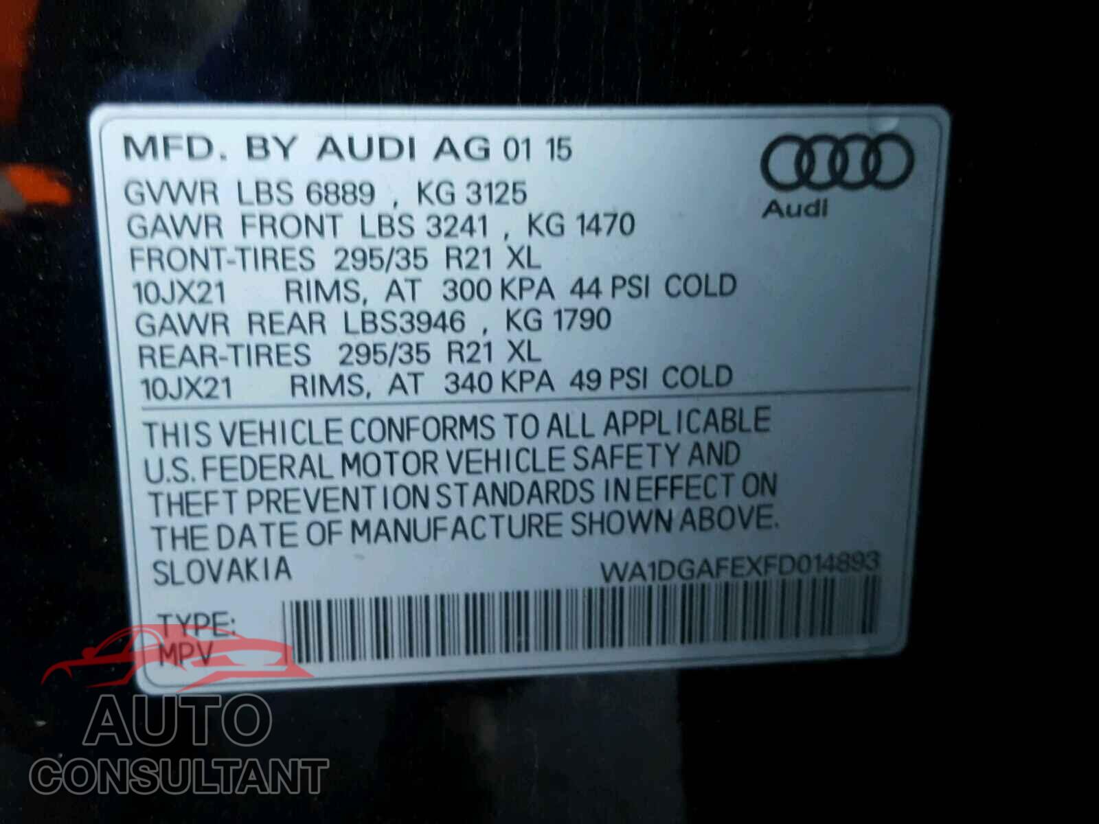 AUDI Q7 2015 - WA1DGAFEXFD014893