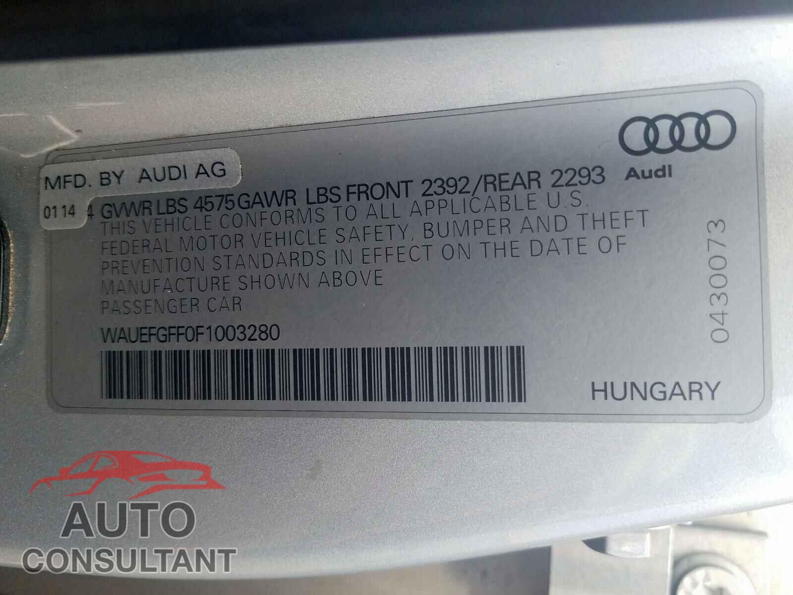 AUDI A3 2015 - WAUEFGFF0F1003280