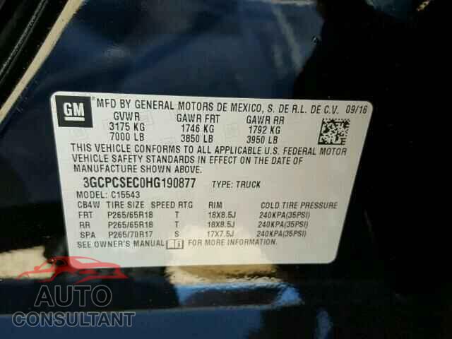 CHEVROLET SILVERADO 2017 - 3GCPCSEC0HG190877