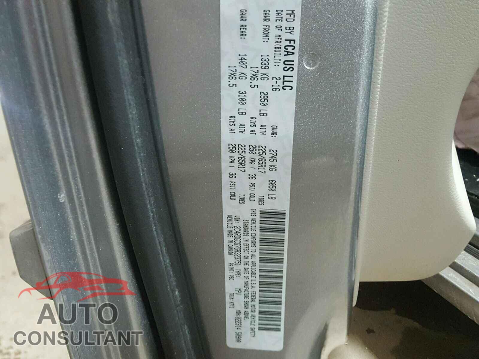 DODGE CARAVAN 2016 - 2C4RDGCG7GR323751