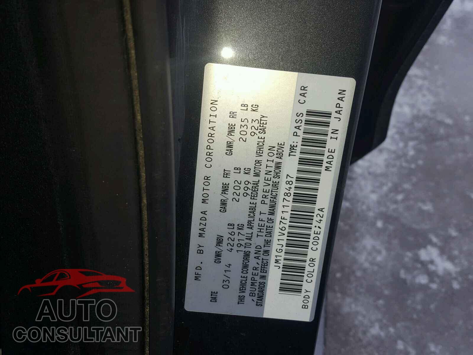 MAZDA 6 2015 - JM1GJ1V67F1178487