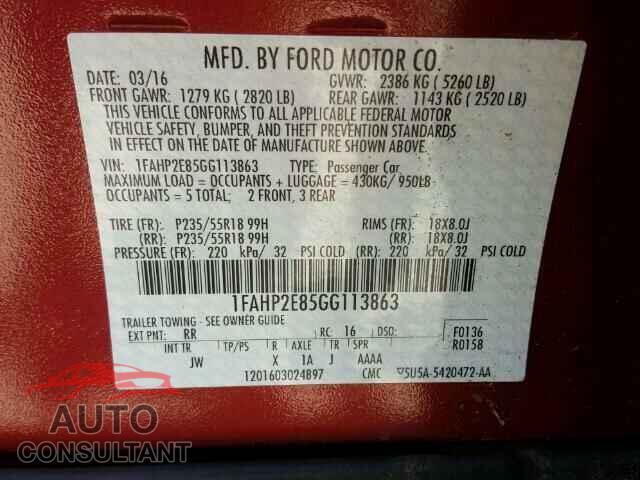 FORD TAURUS 2016 - 1FAHP2E85GG113863